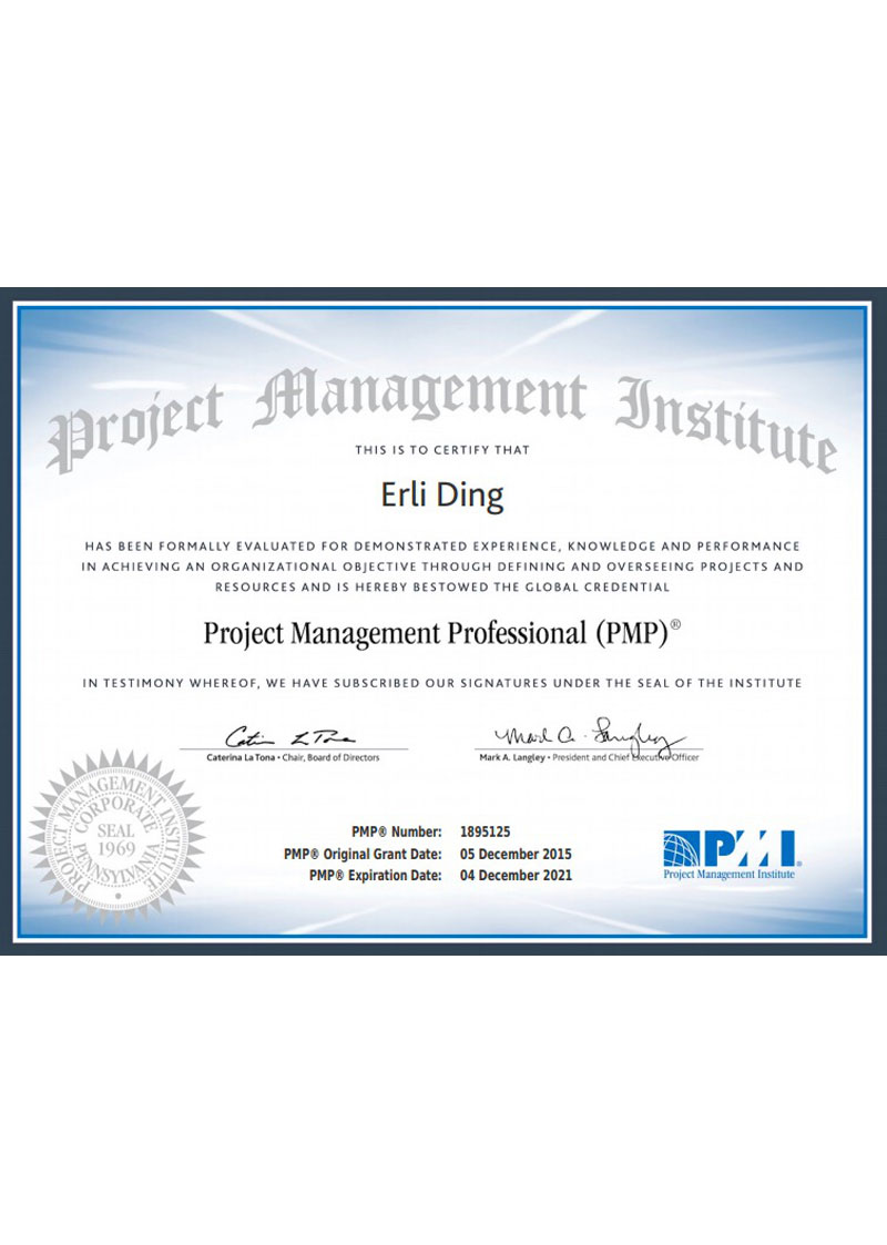 PMP Certificate - Erik Ding